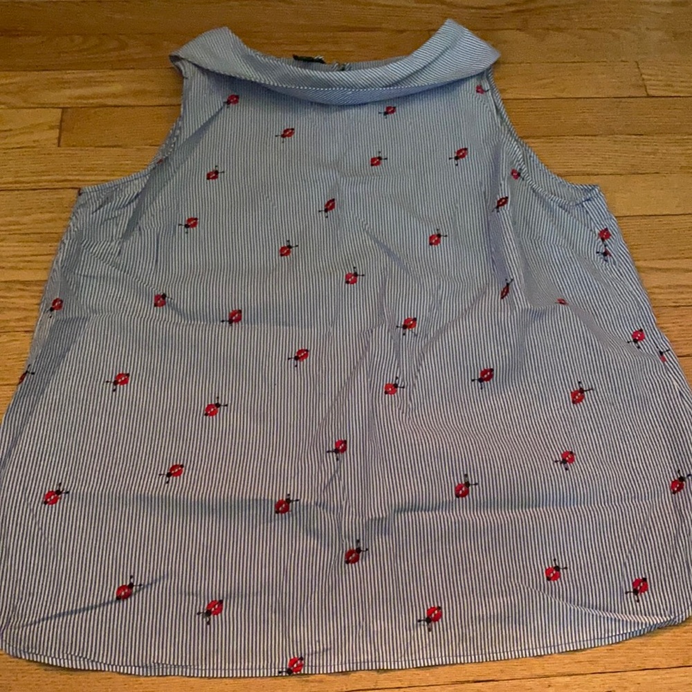 Talbots Lady Bug Embroidered Sleeveless Top